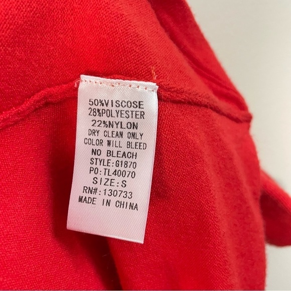 Umgee Open Front Red Cardigan Drop Sleeve Top Size Womens Small - Picture 8 of 9